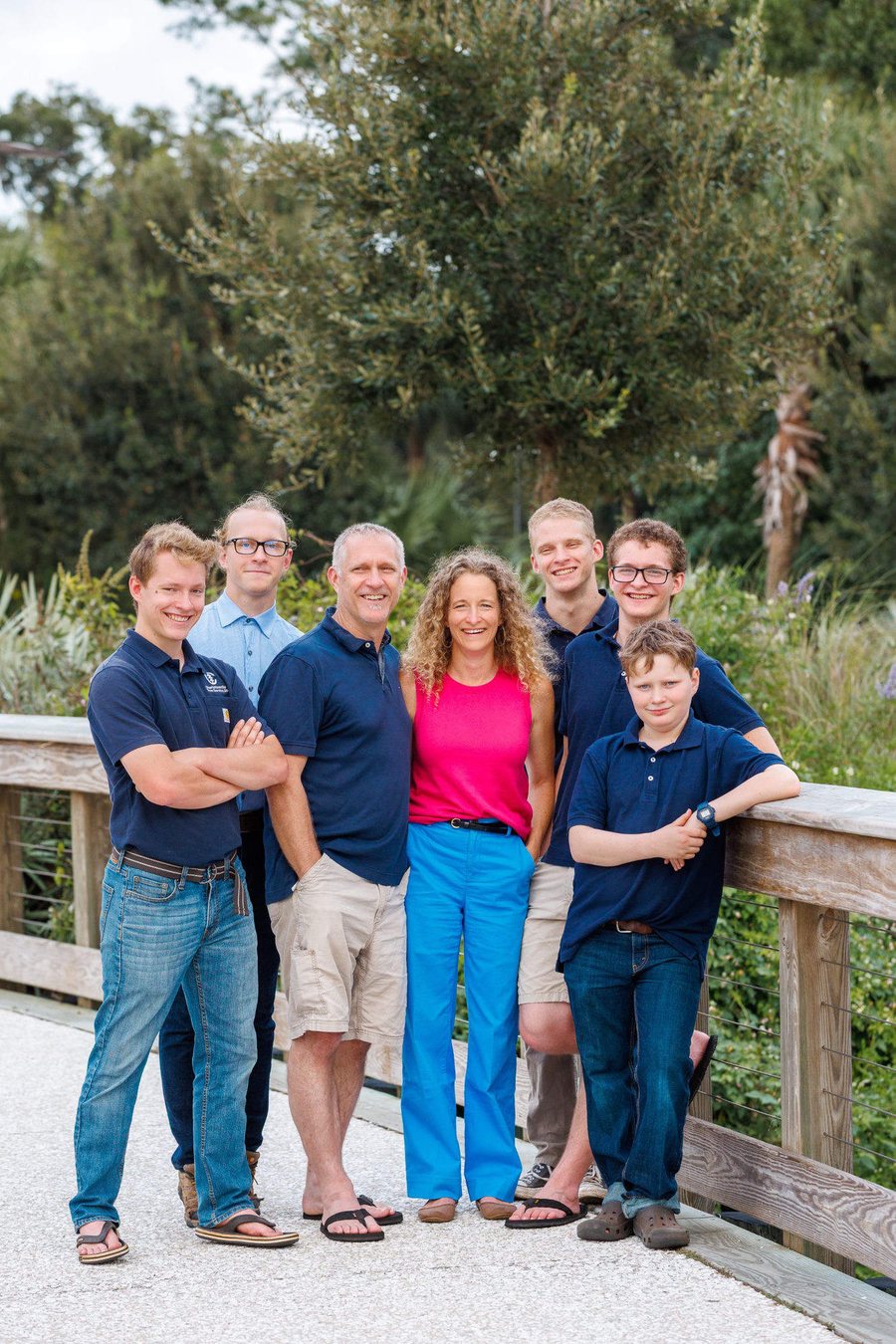 Amy Lykosh with her husband and five sons